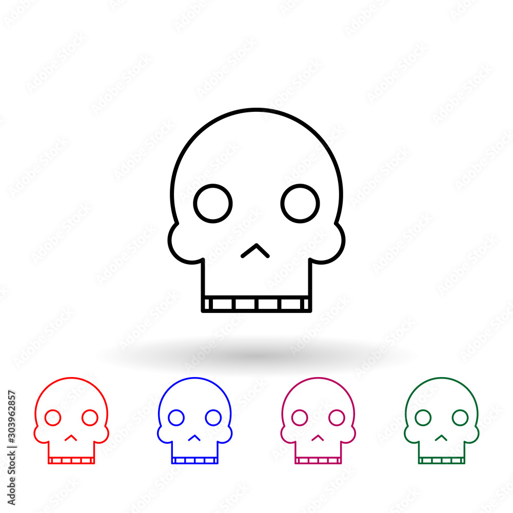 Poster skull multi color icon. simple thin line, outline vector of emoji icons for ui and ux, website or mo