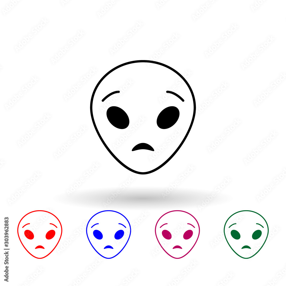 Poster astonished extraterrestrial multi color icon. simple thin line, outline vector of emoji icons for ui