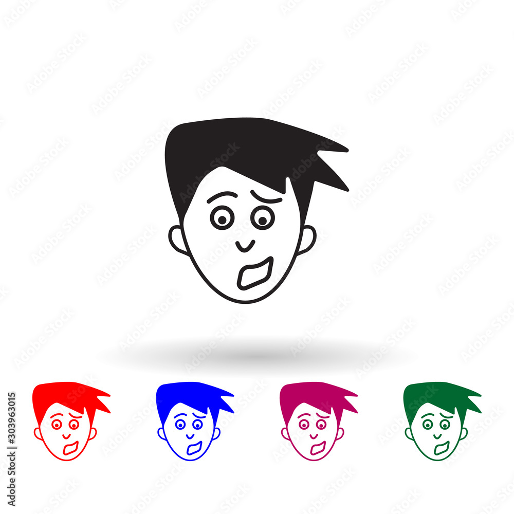 Poster anxiety on the face multi color icon. simple glyph, flat vector of facial expressions icons for ui a