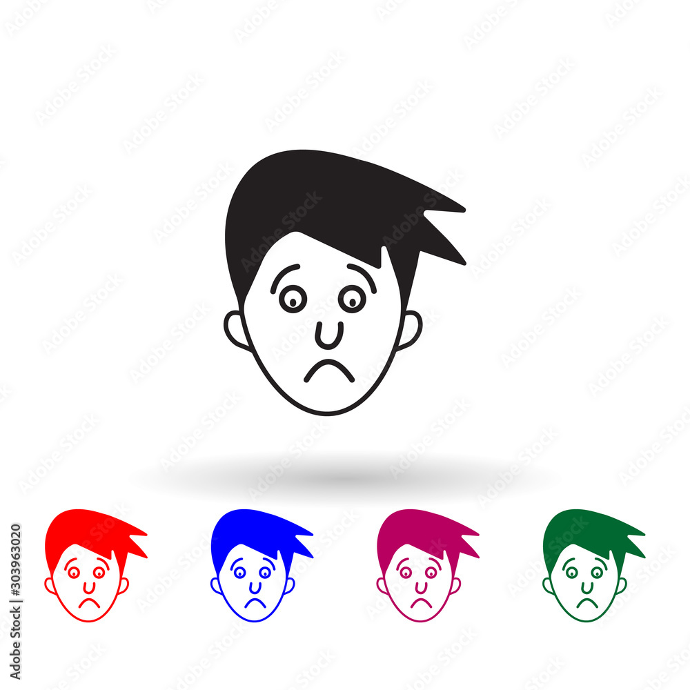 Poster dejection on the face multi color icon. simple glyph, flat vector of facial expressions icons for ui