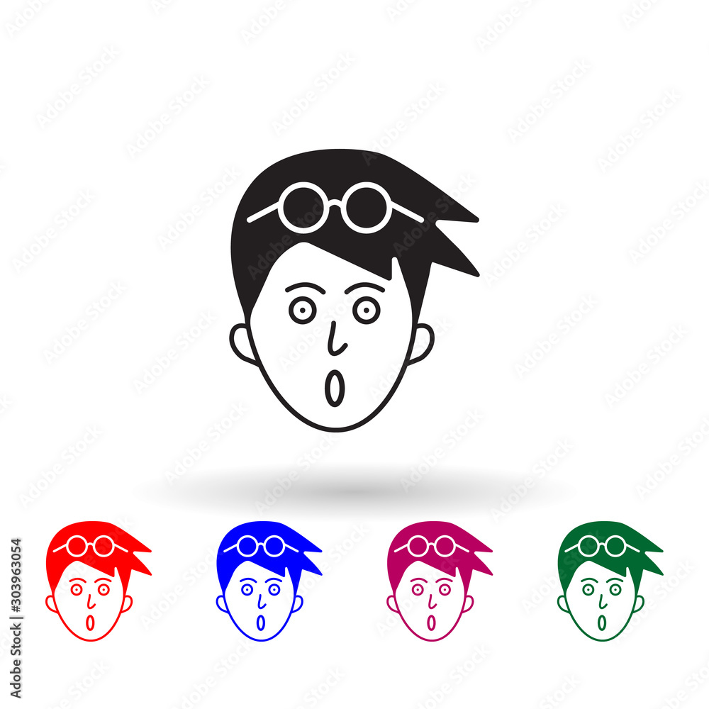 Poster panic on face multi color icon. simple glyph, flat vector of facial expressions icons for ui and ux,