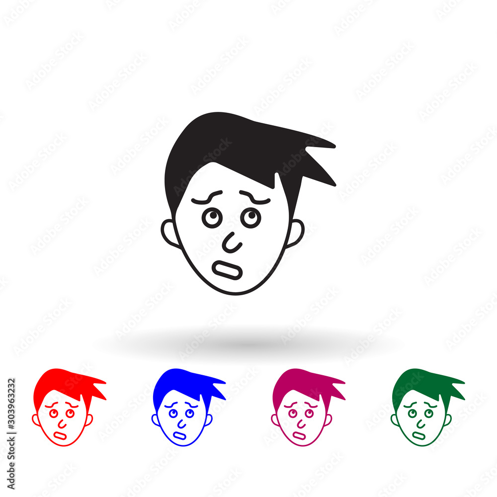 Poster guilt on face multi color icon. simple glyph, flat vector of facial expressions icons for ui and ux,
