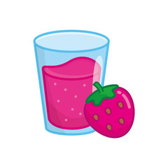 Glass of strawberry juice vector illustration with cute design isolated on white background.