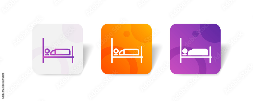 Poster bedroom sleep outline and solid icon in smooth gradient background button