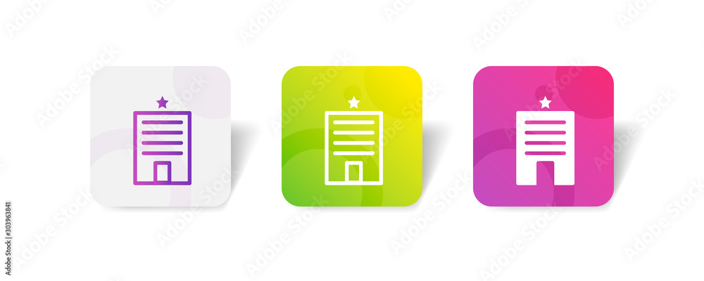 Poster 1 star hotel outline and solid icon in smooth gradient background button