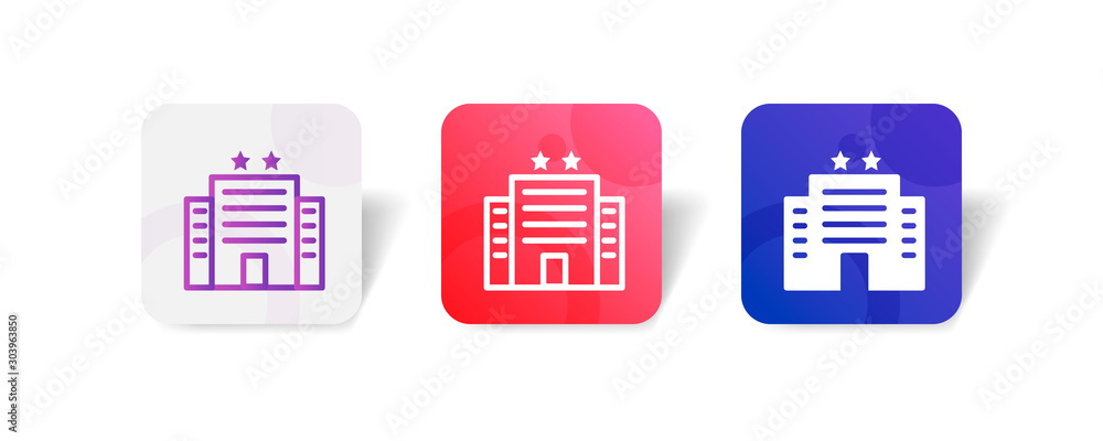 Poster 2 star hotel outline and solid icon in smooth gradient background button