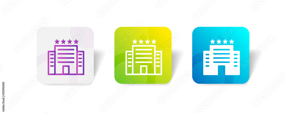 Poster 4 star hotel outline and solid icon in smooth gradient background button
