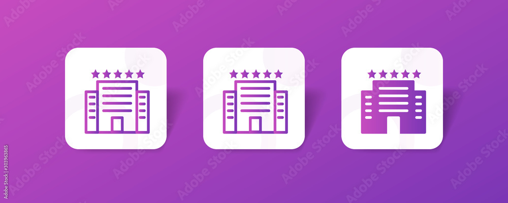 Poster 5 star hotel outline and solid icon in smooth gradient background button