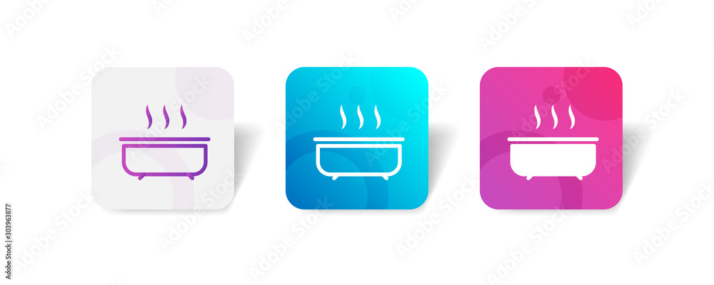 Poster bathtub spa outline and solid icon in smooth gradient background button