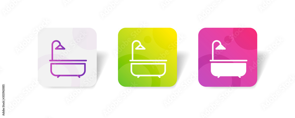 Aufkleber bathtub outline and solid icon in smooth gradient background button