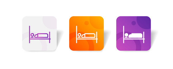 bedroom sleep outline and solid icon in smooth gradient background button