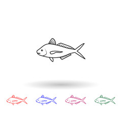 Fototapeta na wymiar Travally-araara multi color icon. Simple thin line, outline vector of fish icons for ui and ux, website or mobile application