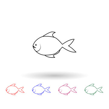 Black pomfret multi color icon. Simple thin line, outline vector of fish icons for ui and ux, website or mobile application