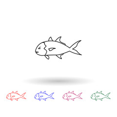 Jack crevalle multi color icon. Simple thin line, outline vector of fish icons for ui and ux, website or mobile application