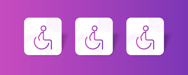 wheelchair outline and solid icon in smooth gradient background button