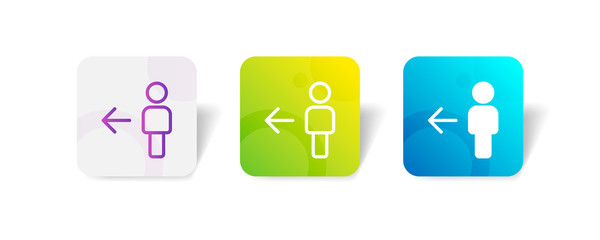 men toilet outline and solid icon in smooth gradient background button