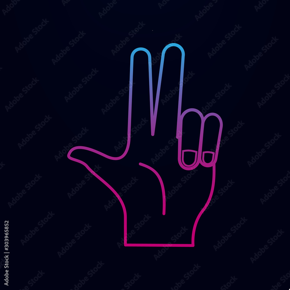 Poster hand sign two fingers up nolan icon. simple thin line, outline vector of hands icons for ui and ux, 