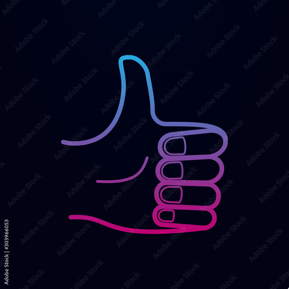 Poster hand sign thumb up nolan icon. simple thin line, outline vector of hands icons for ui and ux, websit