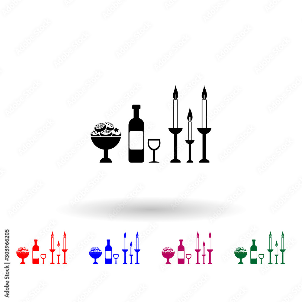 Poster celebrating hanukkah, wine multi color icon. simple glyph, flat vector of hanukkah icons for ui and 