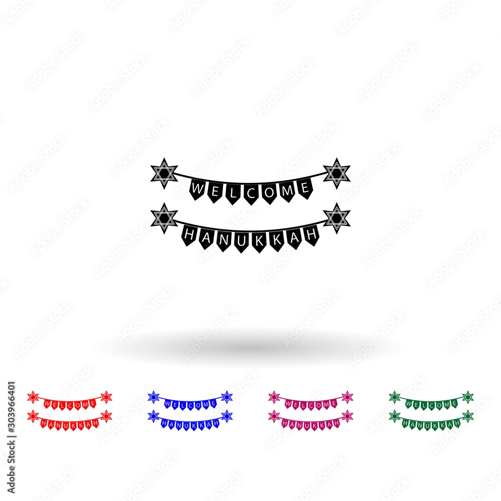 Poster hanukkah craft multi color icon. simple glyph, flat vector of hanukkah icons for ui and ux, website 