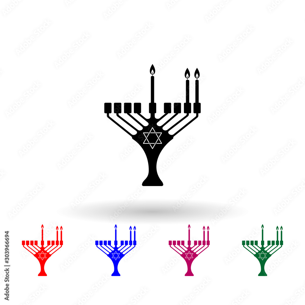 Poster second night of chanukah multi color icon. simple glyph, flat vector of hanukkah icons for ui and ux