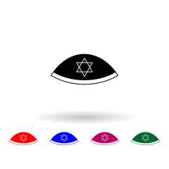 Kipah multi color icon. Simple glyph, flat vector of hanukkah icons for ui and ux, website or mobile application