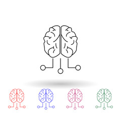 Brain and exits multi color icon. Simple thin line, outline vector of idea icons for ui and ux, website or mobile application