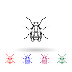 Fly multi color icon. Simple thin line, outline vector of insect icons for ui and ux, website or mobile application