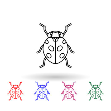 Ladybug multi color icon. Simple thin line, outline vector of insect icons for ui and ux, website or mobile application