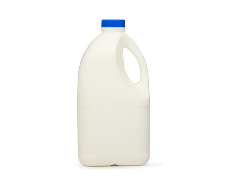 Fresh milk in a plastic gallon. Clipping path.