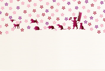 子　年賀状　和紙　背景