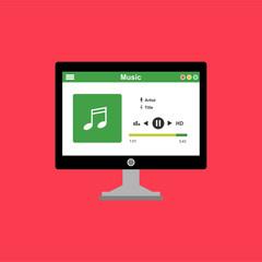 Vector illustration of music player flat design concept. easy to use and highly customizable.