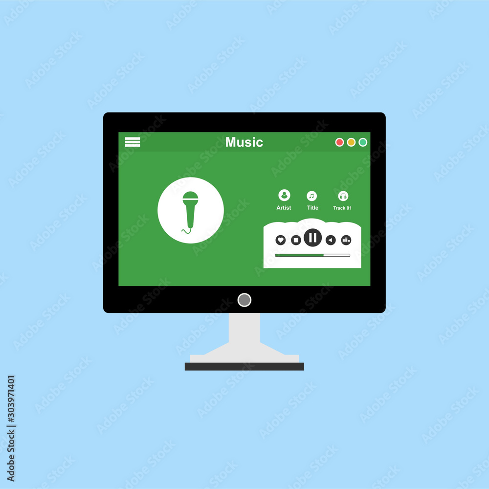 Aufkleber music modern app user interface design easy to use and highly customizable. modern vector illustrati