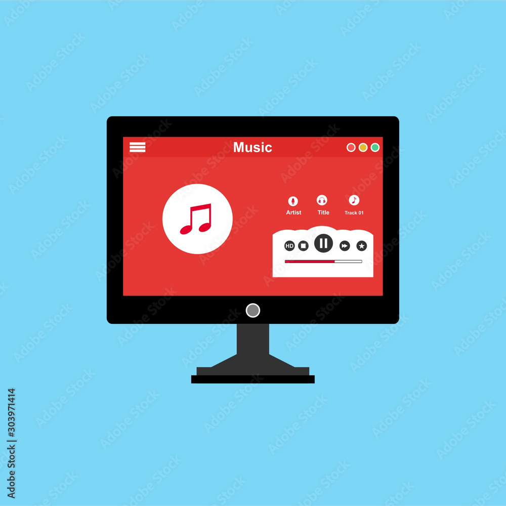 Poster music modern app user interface design easy to use and highly customizable. modern vector illustrati