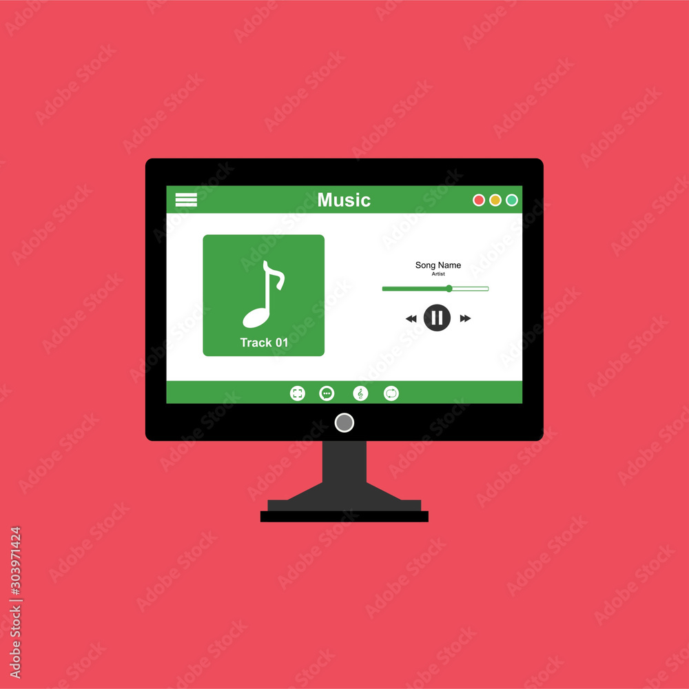 Poster music player ui app design, vector illustration can be used for workflow layout template, banner, ma