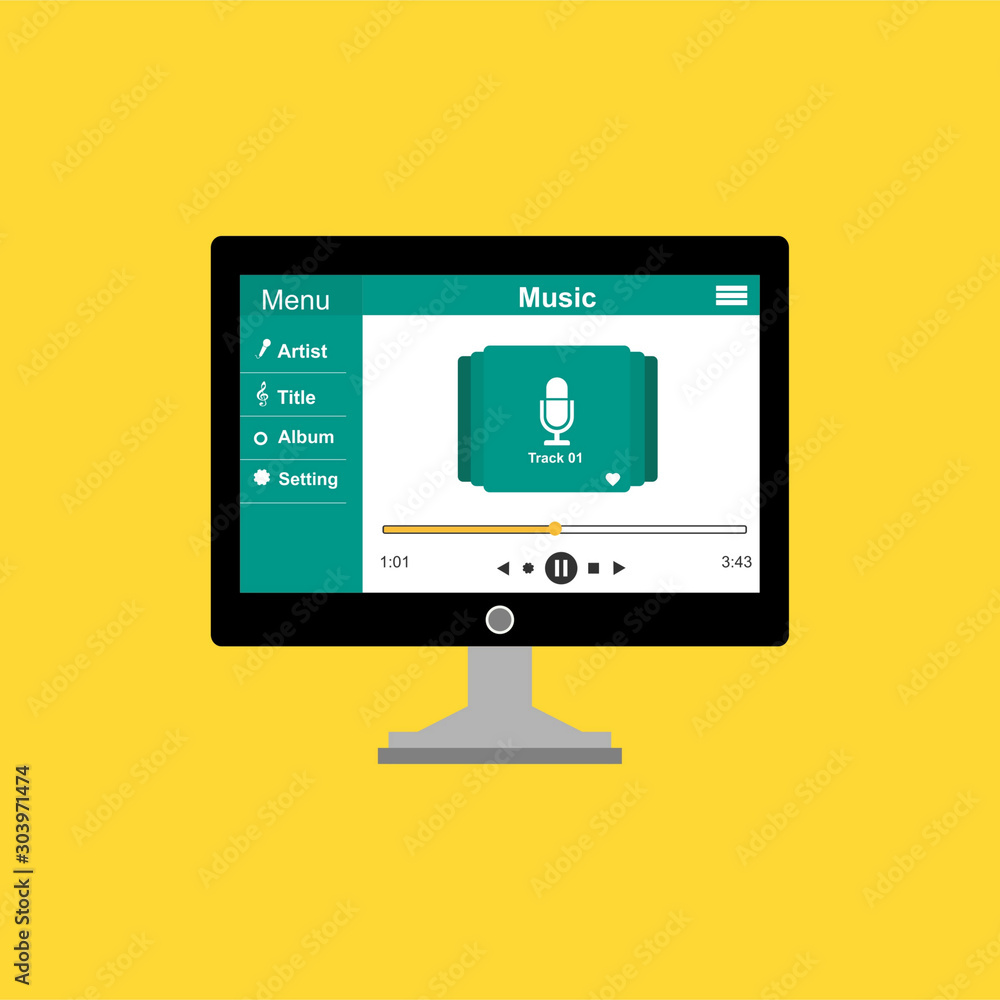 Aufkleber vector illustration of music player flat design concept. easy to use and highly customizable.