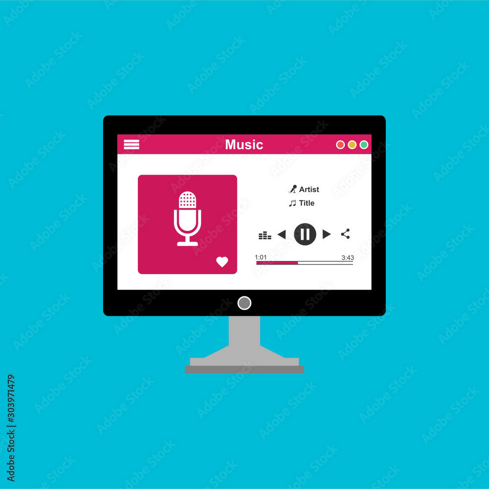 Aufkleber vector illustration of music player flat design concept. easy to use and highly customizable.