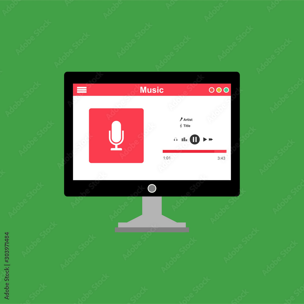 Aufkleber vector illustration of music player flat design concept. easy to use and highly customizable.