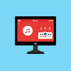 Music modern app user interface design easy to use and highly customizable. Modern vector illustration concept, isolated on colored background.