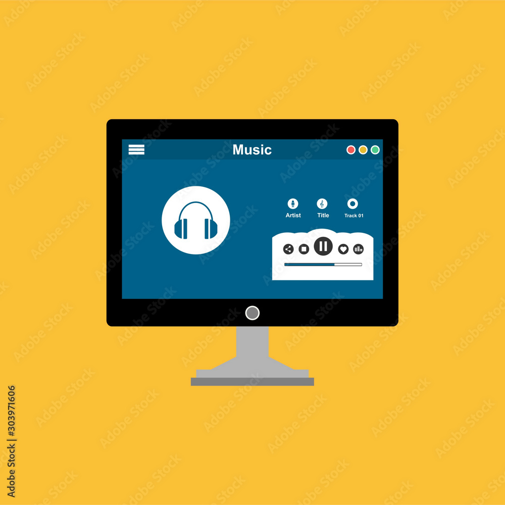 Aufkleber music modern app user interface design easy to use and highly customizable. modern vector illustrati