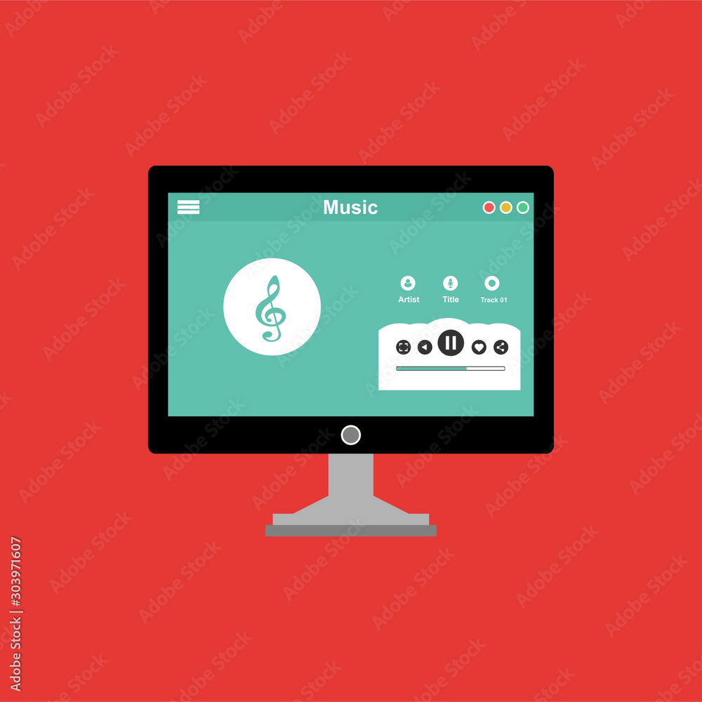 Aufkleber music modern app user interface design easy to use and highly customizable. modern vector illustrati