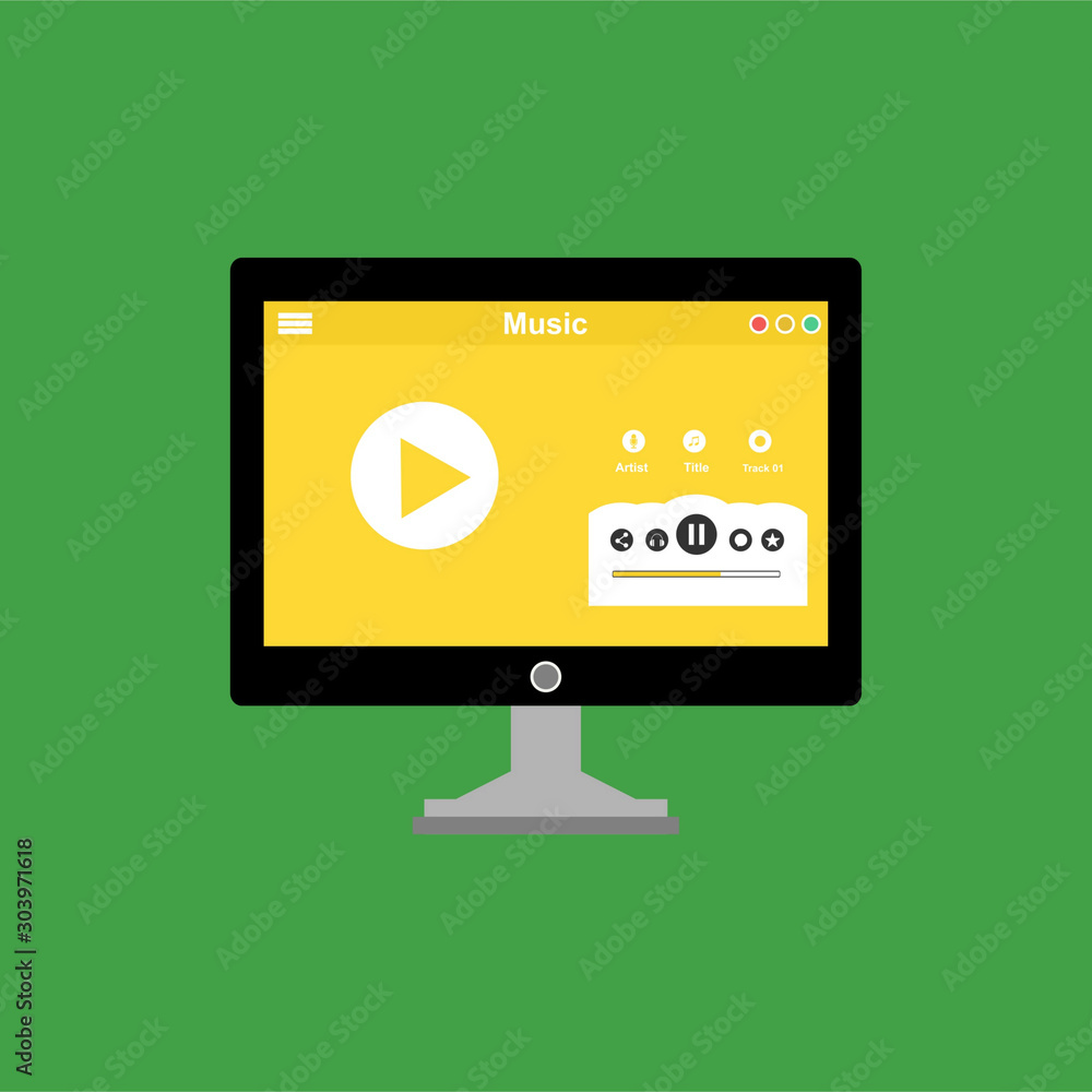 Aufkleber music modern app user interface design easy to use and highly customizable. modern vector illustrati