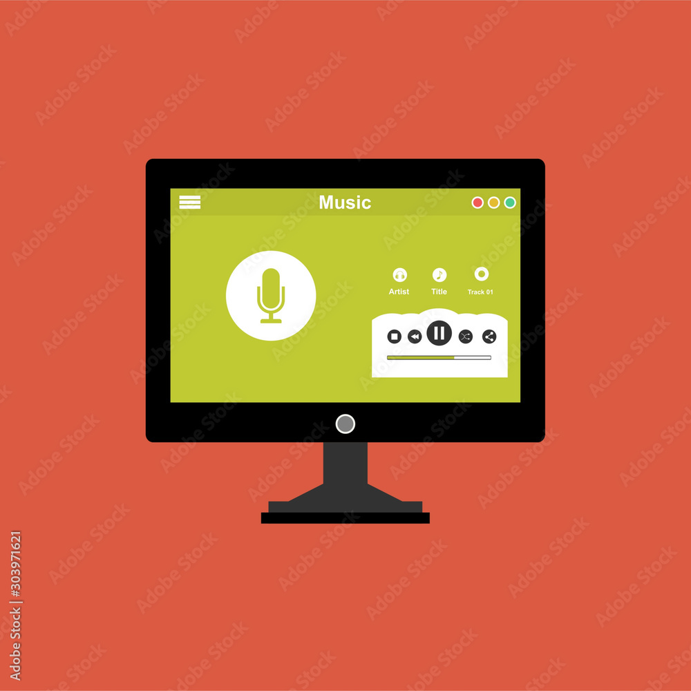 Aufkleber music modern app user interface design easy to use and highly customizable. modern vector illustrati