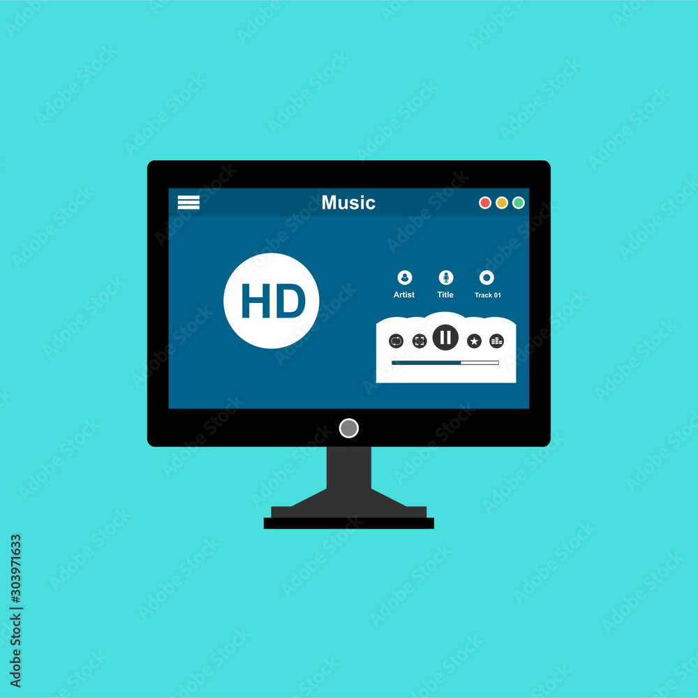 Aufkleber music modern app user interface design easy to use and highly customizable. modern vector illustrati