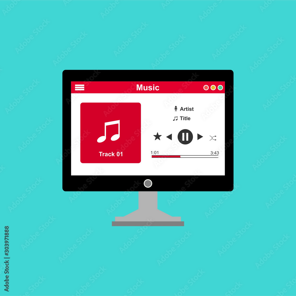Aufkleber vector illustration of music player flat design concept. easy to use and highly customizable.