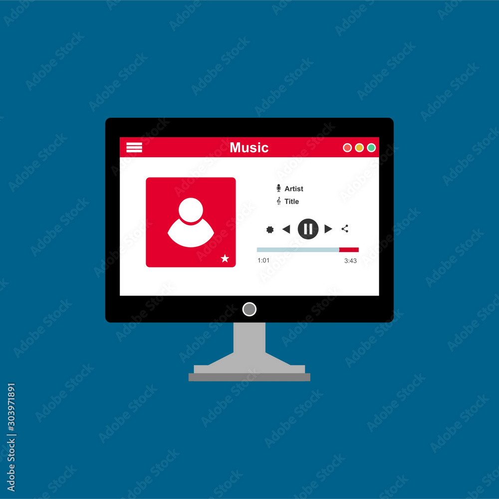 Poster vector illustration of music player flat design concept. easy to use and highly customizable.