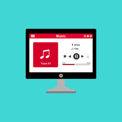 Vector illustration of music player flat design concept. easy to use and highly customizable.
