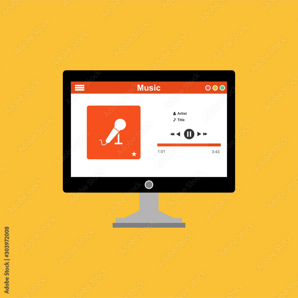 Aufkleber vector illustration of music player flat design concept. easy to use and highly customizable.