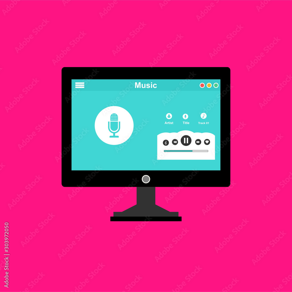 Poster music modern app user interface design easy to use and highly customizable. modern vector illustrati