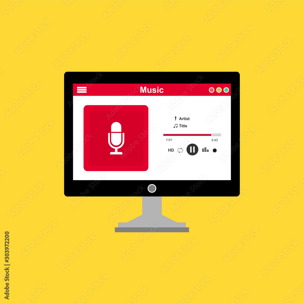 Poster mobile music application interface design concept . can be used for workflow layout template, banner